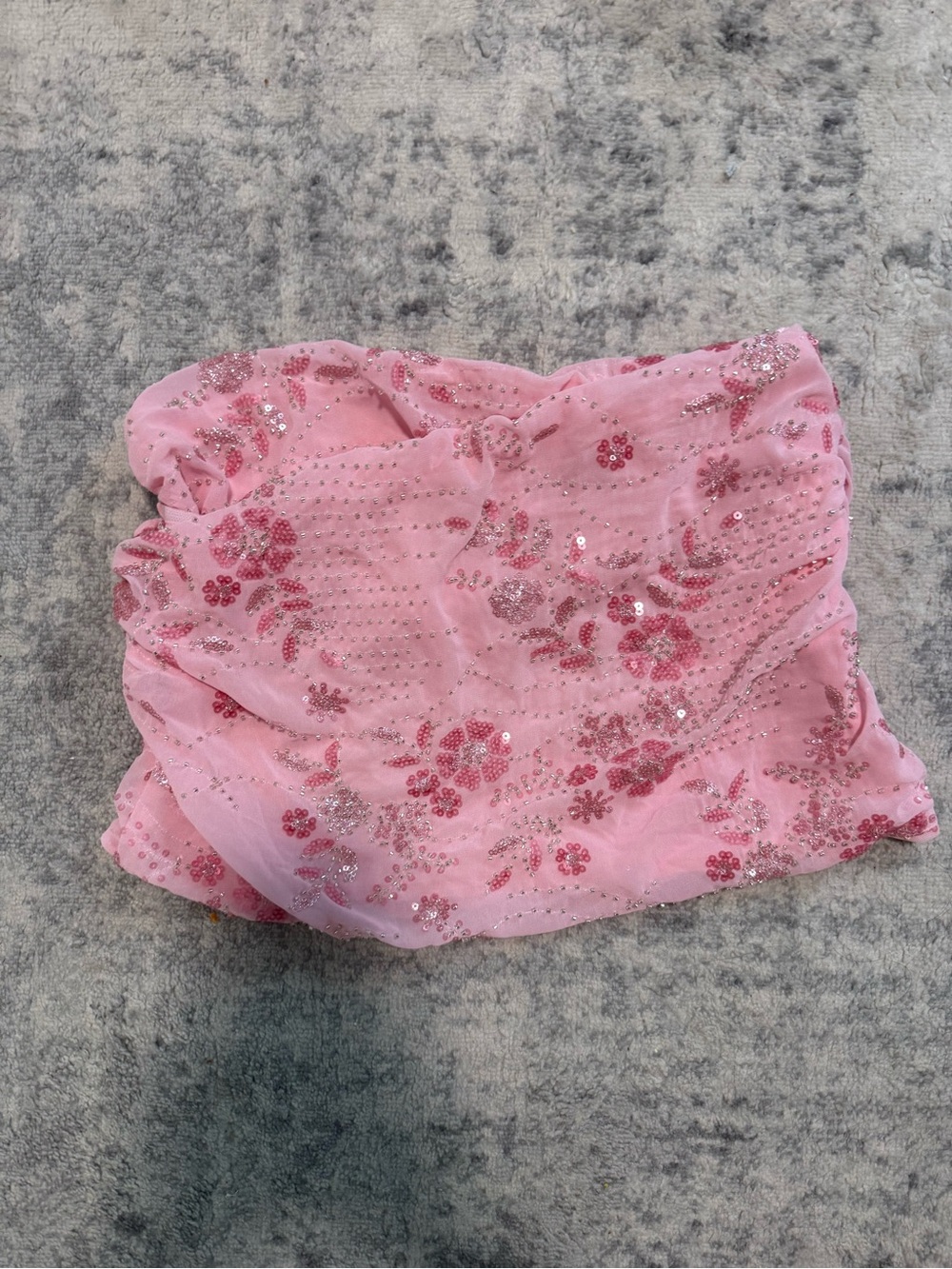 Pink Sequin Floral Skirt